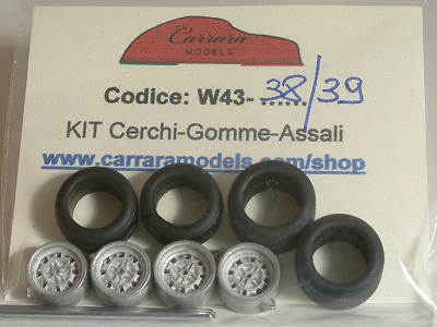 W43-38/39 set ruote campagnolo per fiat abarth sport prototipo e altro anni '70 - scala 1:43